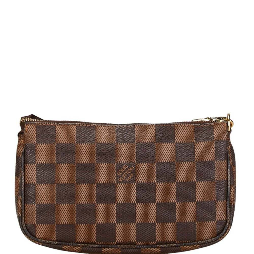 LOUIS VUITTON Authentic Brown Damier Leather Pochette Pouch - Picture 3 of 10